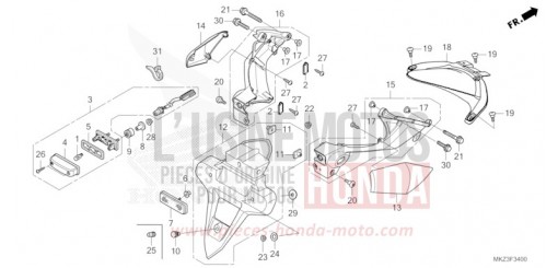 GARDE-BOUE ARRIERE/FEU D'IMMATRICULATION CBR600R3R de 2024